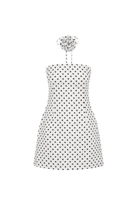 Ayanna Mini Dress in White Polka