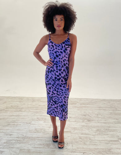 Sienna Midaxi Dress in Lilac Leopard