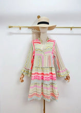 Load image into Gallery viewer, Lauren Aztec Dress with Neon Pink Pop