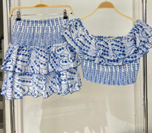 Load image into Gallery viewer, Santorini Co-Ord Skirt &amp; Top in Blue
