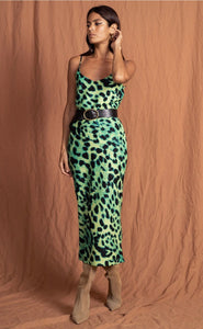 Sienna Midaxi Dress in Lime Leopard