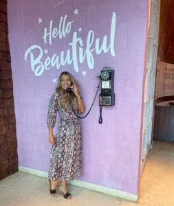 Cheryl Midi Dress in Purple Snake